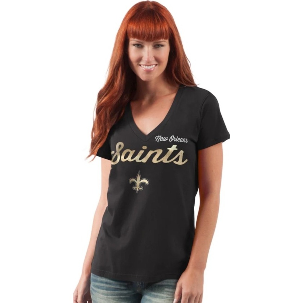 GIII 4Her New Orleans Saints V-Neck T-Shirt NFL Football XXL NEW‎